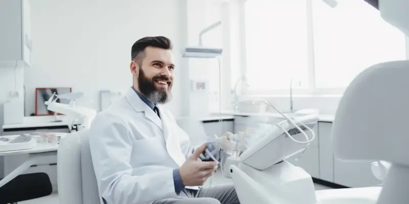 Stomatolog - piękny uśmiech śnieżnobiałymi zębami